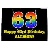 63e verjaardag ~ Leuk, Kleurrijk, Levendig, Regenb Groot Cadeauzakje (Achterkant)