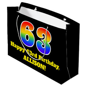 63e verjaardag ~ Leuk, Kleurrijk, Levendig, Regenb Groot Cadeauzakje