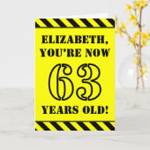 63e verjaardag: Leuke stencil stijl tekst, aangepa Kaart (Gele Bloem)