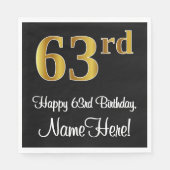 63e verjaardag ~ Luxurieuze Faux Gold-look # Servet (Voorkant)