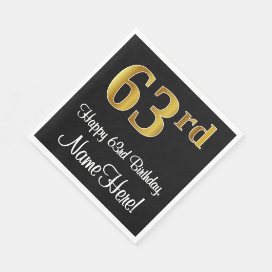 63e verjaardag ~ Luxurieuze Faux Gold-look # Servet (Hoek)