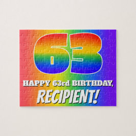 63e verjaardag - Meerkleurig regenboogpatroon "63" Legpuzzel
