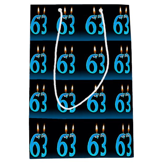 63e verjaardag met oogkaarsen medium cadeauzakje (Voorkant)