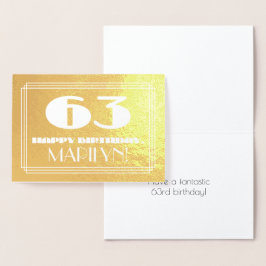 63e verjaardag: naam + Art Deco geïnspireerd look  Folie Kaarten