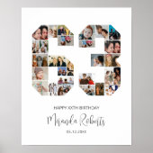 63e verjaardag nummer 63 aangepaste fotocollage poster (Voorkant)