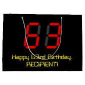 63e verjaardag: Red Digital Clock Style "63" + naa Groot Cadeauzakje (Achterkant)