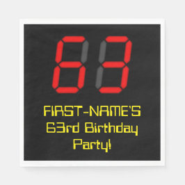 63e verjaardag: Red Digital Clock Style "63" + naa Servet