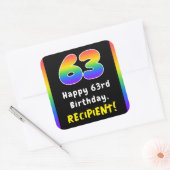 63e verjaardag: Regenboogspectrum # 63, Aangepaste Vierkante Sticker (Envelop)