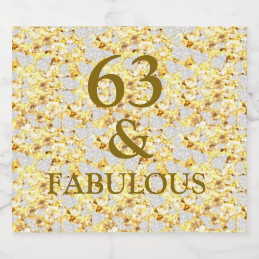 63e verjaardag sparkling wijnetiket (Enkel label)