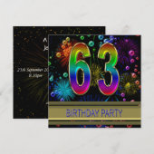 63e verjaardag Uitnodiging met bubbels (Voorkant / Achterkant)