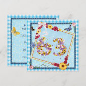 63e verjaardag Uitnodigingsbloemen, vlinders Kaart (Voorkant / Achterkant)