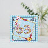 63e verjaardag Uitnodigingsbloemen, vlinders Kaart (Staand voorkant)