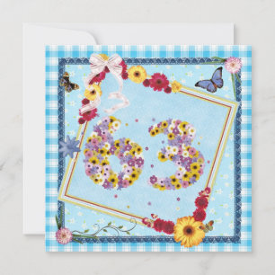 63e verjaardag Uitnodigingsbloemen, vlinders Kaart
