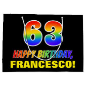 63e verjaardag: Vet, Vun, Eenvoudig, Regenboog 63 Groot Cadeauzakje (Achterkant)