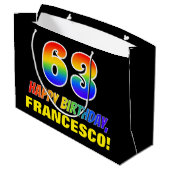 63e verjaardag: Vet, Vun, Eenvoudig, Regenboog 63 Groot Cadeauzakje (Achterkant Gekanteld)