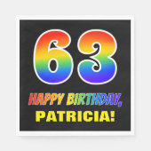 63e verjaardag: Vet, Vun, Eenvoudig, Regenboog 63 Servet (Voorkant)