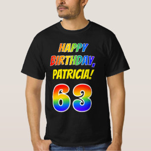 63e verjaardag — Vet, vun, regenboog 63, aangepa T-shirt