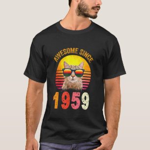 63e verjaardag Vintage kat Geweldig sinds 1959 T-shirt