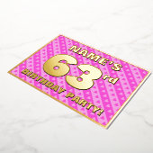 63e verjaardag — vuurroze harten en strips folie uitnodiging (Gedraaid)