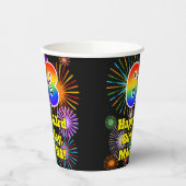 63e verjaardag: Vuurwerk Fun Pattern + Regenboog 6 Papieren Bekers (Links)