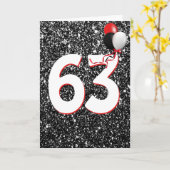 63e Verjaardagsballonnen op Zwarte Glitter Kaart (Gele Bloem)