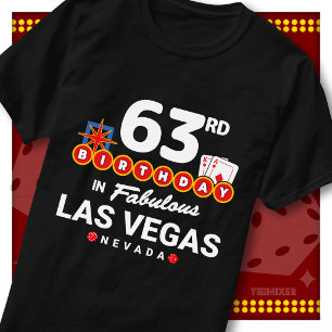 63e verjaardagsfeest crew Las Vegas welkomstbord T-shirt