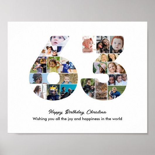 63e Verjaardagsfeest Nummer 63 Fotocollage Poster (Voorkant)