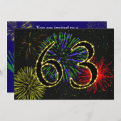 63e verjaardagsfeestje uitnodigen kaart (Voorkant / Achterkant)