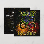 63e verjaardagsfeestuitnodiging met vuurwerk kaart (Voorkant / Achterkant)