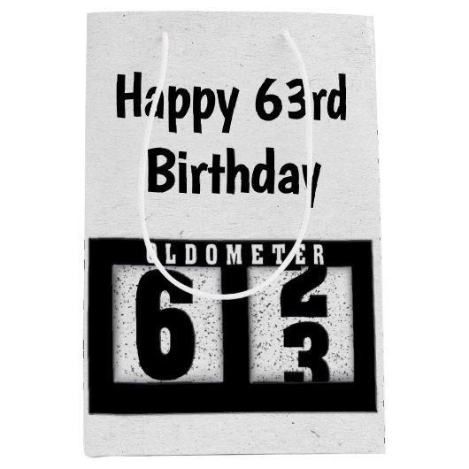63rd Birthday Black Odometer Medium Cadeauzakje (Voorkant)