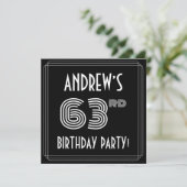 63rd Birthday Party: Art Deco Style w/ Custom Name Kaart (Staand voorkant)