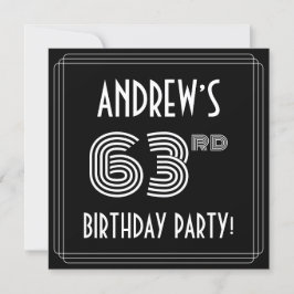 63rd Birthday Party: Art Deco Style w/ Custom Name Kaart