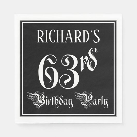 63rd Birthday Party — Fancy Script + Custom Name Servet (Voorkant)