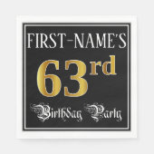 63rd Birthday Party — Fancy Script, Faux Gold Look Servet (Voorkant)