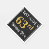 63rd Birthday Party — Fancy Script, Faux Gold Look Servet (Hoek)