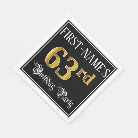 63rd Birthday Party — Fancy Script, Faux Gold Look Servet (Hoek)