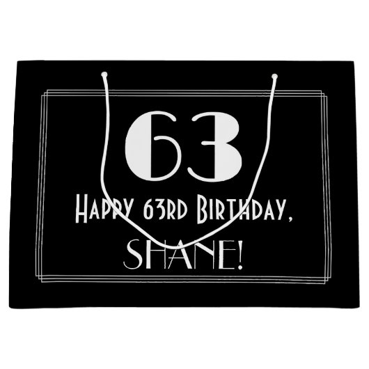 63ste verjaardag: Art Deco geïnspireerde stijl "63 Groot Cadeauzakje (Voorkant)