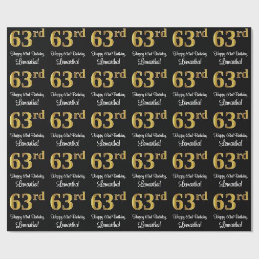 63ste verjaardag: Elegante luxe Faux Gold look # Cadeaupapier (Vlak)
