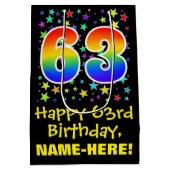 63ste verjaardag: Kleurrijke Sterren Patroon & Reg Medium Cadeauzakje (Achterkant)