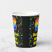 63ste Verjaardag: Leuk Muzieknoten Patroon, Regenb Papieren Bekers (Links)