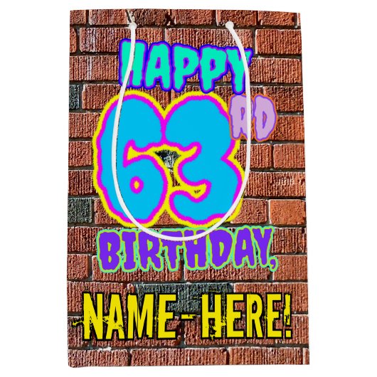 63ste verjaardag: Leuk, Urban Graffiti geïnspireer Medium Cadeauzakje (Voorkant)