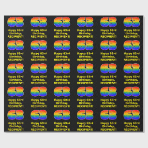 63ste verjaardag: Leuke, kleurrijke regenboog geïn Cadeaupapier