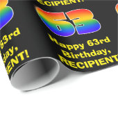 63ste verjaardag: Leuke, kleurrijke regenboog geïn Cadeaupapier (Rol Hoek)