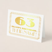 63ste verjaardag; naam + Art Deco geïnspireerd loo Folie Kaarten (Voorkant)