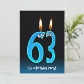 63ste verjaardagsfeestje kaart (Staand voorkant)