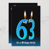 63ste verjaardagsfeestje kaart (Voorkant / Achterkant)