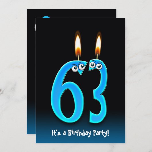 63ste verjaardagsfeestje kaart (Voorkant / Achterkant)