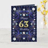 63ste verjaardagskaart met massa's van juwelen kaart (Gele Bloem)