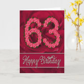 63ste verjaardagskaart met rozen en bladeren kaart (Gele Bloem)