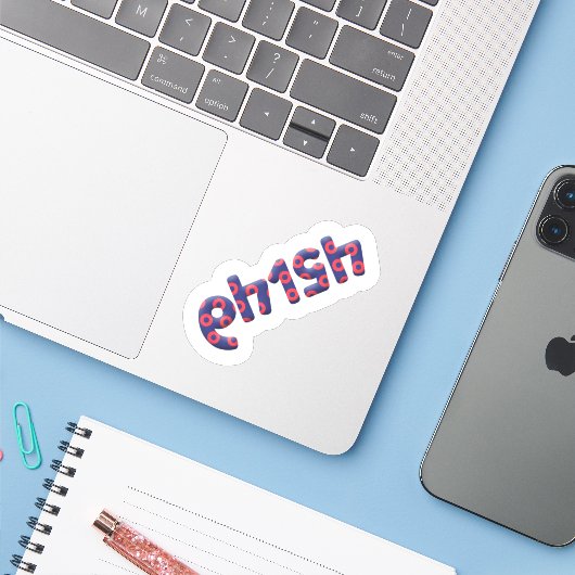 64154 Aantal Phish Sticker (Laptop met iPhone)